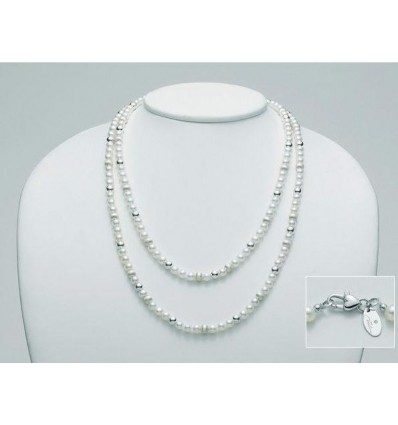 Miluna collana perle con sfere argento PCL3140
