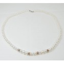 Miluna collana perle con anelli in oro bianco-rosè PCL820
