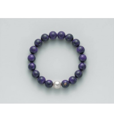 Miluna bracciale in agata viola e perla PBR2037