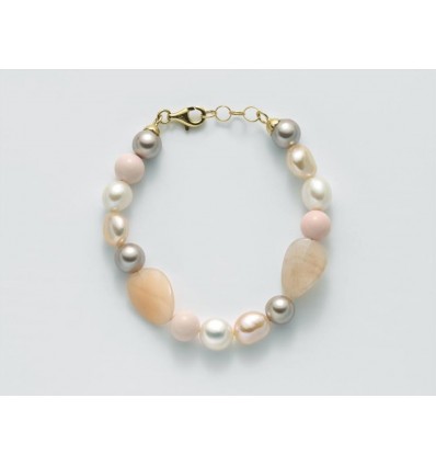 Miluna bracciale pietre dure ,perle e argento PBR2191