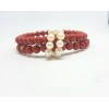 Bracciale donna Miluna 2 fili in corallo rosso con perle PBR2219