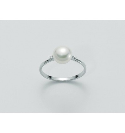 Miluna anello in oro bianco con perla e diamanti PLI951