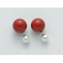 Miluna orecchini in perle e pietra rossa PER2024