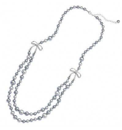 Ottaviani collana con perle grigie e strass 480545