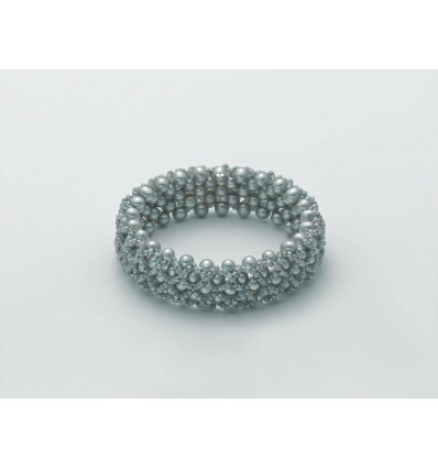 Miluna braccaile perle grigie e cristalli PBR2296