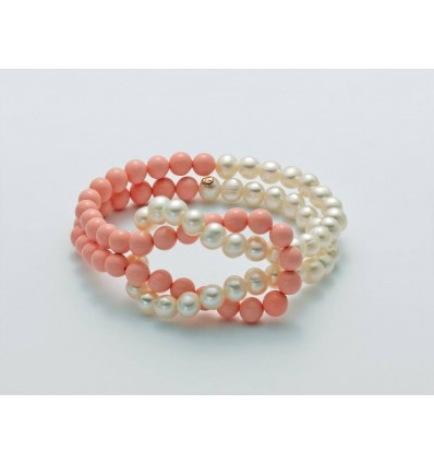 Miluna bracciale in perle e corallo naturale PBR2438