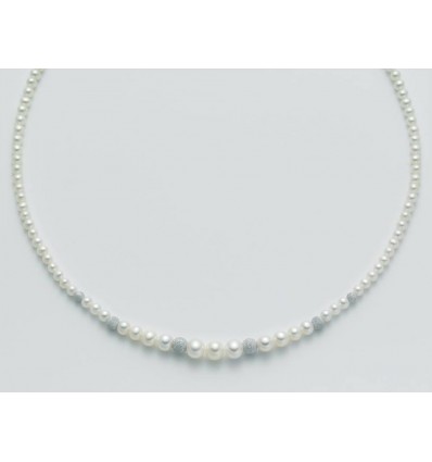 Collana in perle Miluna con sfere diamantate