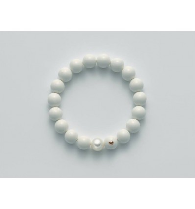 Bracciale Miluna in corallo bianco agglomerato e perla