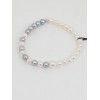 Bracciale perle bianche Kioto con 1 sfera in oro bianco e alternate perle grigie