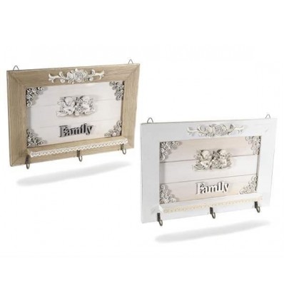 Quadro family in legno con decori angeli