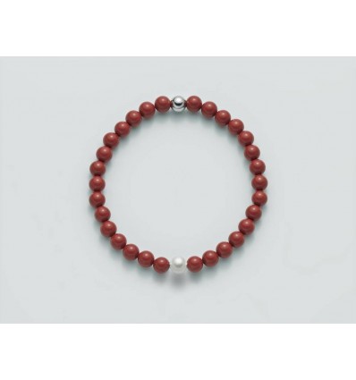 Bracciale Miluna in granuli di corallo rosso