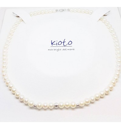 Collana perle Kioto con sfere in oro bianco 