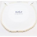 Collana perle Kioto con sfere in oro bianco 