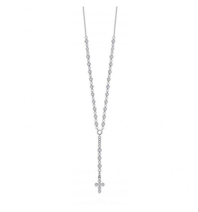 Collana in acciaio Luca Barra con croce stile rosario
