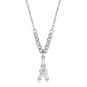 Girocollo in acciaio Luca Barra con ciondolo Tour Eiffel con cristalli 