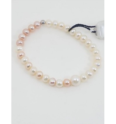 Bracciale perle Kioto con 2 distanziatori in oro bianco 