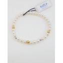 Bracciale perle Kioto con 3 sfere sfaccettate + 2 lucidein oro bianco
