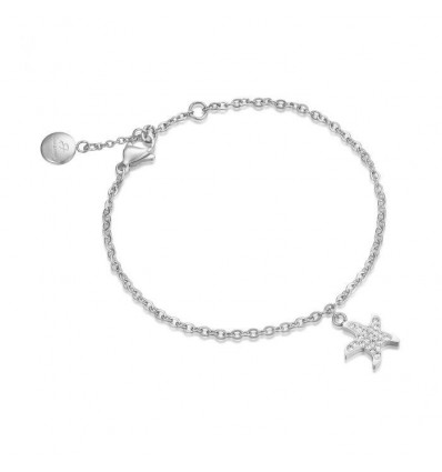 Bracciale in acciaio con ciondolo stella marina con cristalli bianchi