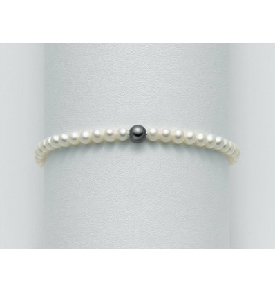 Bracciale perle donna con centrale in perla nera e chiusura in argento 