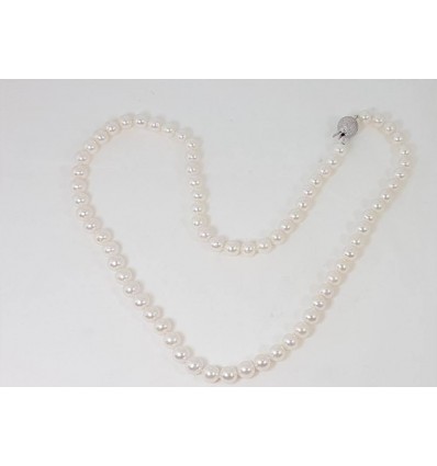 Collana perle coltivate diam. 7-7,5 con chiusuraoro 750/1000