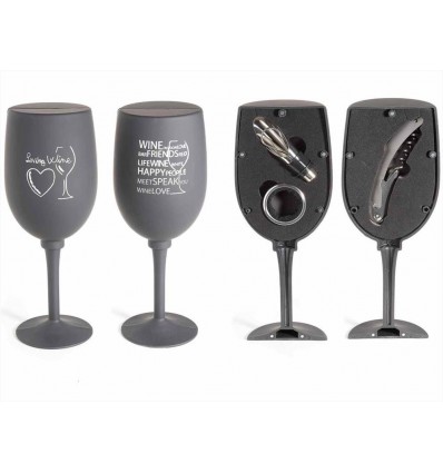 Bicchiere contenitore di 3 accessori per il vino
