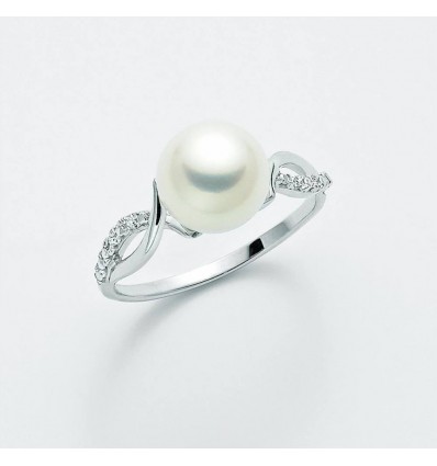 Anello in oro bianco 9 carati con perla Miluna PLI1548x