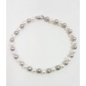 Bracciale perle color grigie e bianche Miluna con chiusura oro bianco