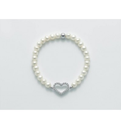 Bracciale donna perle Miluna con centrale Cuore