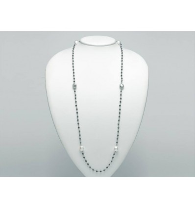Collana Miluna in argento ematite e perle barocche 