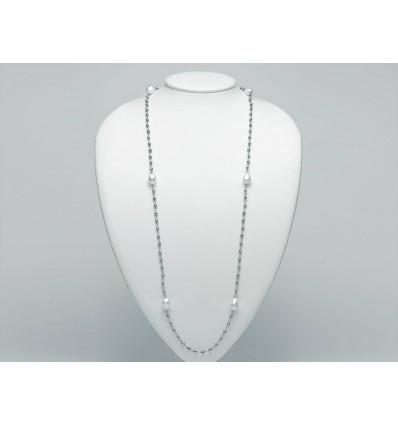 Collana Miluna in argento ematite e perle barocche 