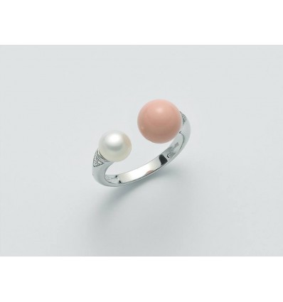 Miluna anello in argento con perla e corallo naturale PLI1513