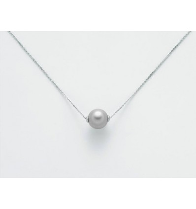 Girocollo in oro 9 carati con perla color grigio passante MIluna 