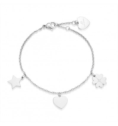 Bracciale da donna a maglia rolò con charms portafortuna Luca Barra