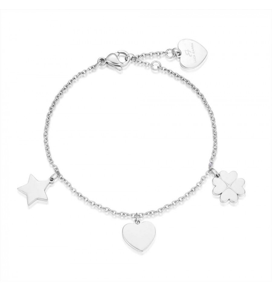 Bracciale da donna a maglia rolò con charms portafortuna Luca Barra Lu