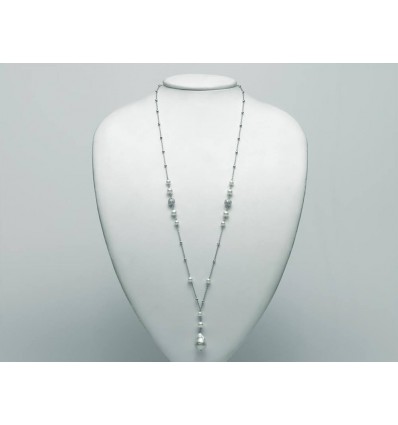 Collana lunga da donna in argento con perle Miluna 