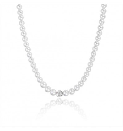 Collana perle bianche con centrale sfera cristalli Luca Barra