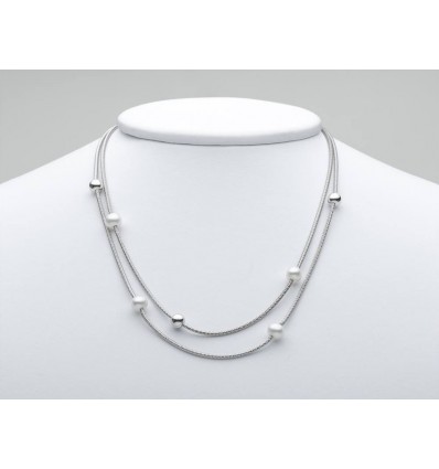 Collana in argento multifilo con perle Miluna PCL6063
