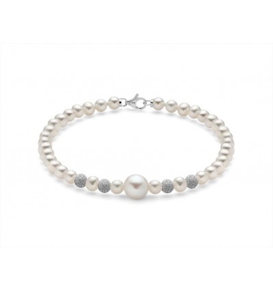 Miluna bracciale perle con inserti in oro bianco PBR1409 