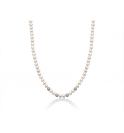 Miluna collana perle con inserti oro bianco PCL1836