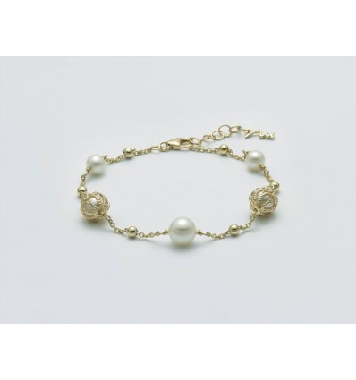 Bracciale in argento dorato con perle Miluna